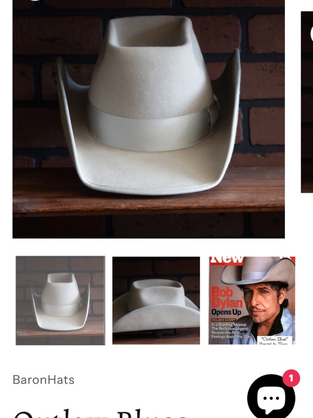 Bob Dylan “West Texas” style fender-fold Cowboy hat